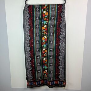 NWT Talbots women’s viscose black floral geometric patterns scarf 20x80in